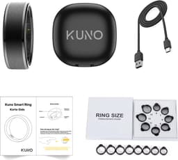 Kuno Smart Ring - Slimme ring - Smart Wearable - Health Ring - Slaap Tracker - Hartslagmeter - Stappenteller - Fitness en Activiteiten Tracker - Calorieen Bijhouden - Geen Abbonement - Waterdicht - voor Mannen en Vrouwen - Goud - Maat #9 — thumbnail 11