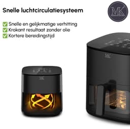 Maison & Kitchen Airfryer - Heteluchtfriteuse airfryers- PFAS-vrij - 1350W - 3L Inhoud - 80ºC tot 200ºC - Zwart — thumbnail 6