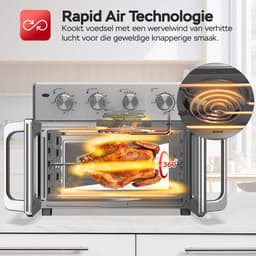 TurboTronic AF32MFD Airfryer Oven XXL – Dubbele Deur – 32L Vrijstaande Mini Oven – Heteluchtoven – Zilver — thumbnail 8