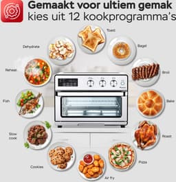TurboTronic AF32DRD Airfryer XXL en Mini Oven – 32 Liter – Vrijstaande Oven – 12 Kookprogramma’s – 25° tot 230°C – Zilver — thumbnail 5
