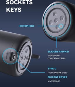 Hoogwaardige Bluetooth speake - Draagbare Bluetooth speaker - Buitenwaterdichte draadloze verbinding TWS - Mini subwoofer - voor familiefeesten en verjaardagscadeaus - Zwart — thumbnail 2