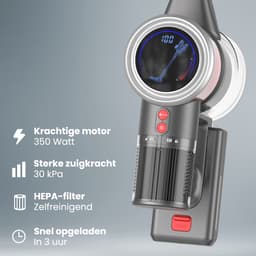 Auronic Steelstofzuiger Draadloos 350W - Draadloze Stofzuiger - HEPA Filter - Zelfstaand - Extra Accu - Op Accu - Zonder Zak - Kruimeldief - Vacuum Cleaner - Grijs/Rood — thumbnail 3