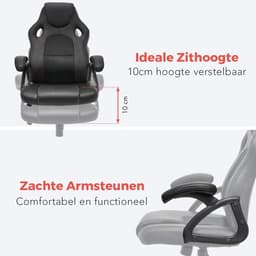 LifeGoods Gaming Stoel - Gamestoel - Verstelbaar in Hoogte - Comfortabele Gaming Chair - Kunstleer - Zwart — thumbnail 9