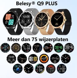 Belesy® Q9 Pro - Smartwatch Dames – Smartwatch Heren - Horloge - 1.28 inch - Kleurenscherm - Stappenteller - Bloeddruk - Hartslag - 75+ Wijzerplaten – Sporten - Staal – Zilver - Kerstcadeau — thumbnail 11