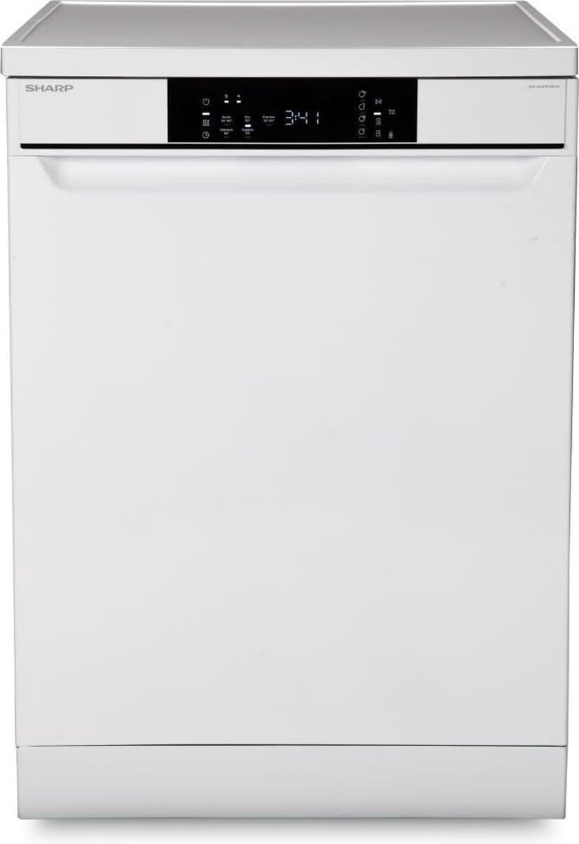 Sharp QWNA1DF45EWEU - vrijstaande vaatwasser - energie label E - 15 couverts - besteklade + topsproeier - wit — afbeelding 1