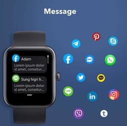Smartwatch Dames Heren en Kinderen - Watch geschikt voor Android/ iOs - Zwart — thumbnail 4