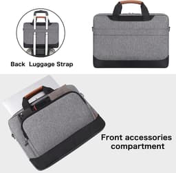 17-17,3 inch laptopbeschermhoes, zakelijke aktetas, laptop, schoudertas, compatibel met 17" laptops/17,3" HP Pavilion 17/MSI GS73VR Stealth Pro/Dell Inspiron 17/Acer/ASUS, grijs — thumbnail 2