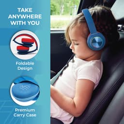 PowerLocus PLED Draadloze Koptelefoon Over-Ear voor Kinderen - LED lampjes - met Microfoon - Micro SD poort - Blauw/Rood — thumbnail 9