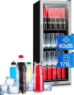 Klarstein Drankkoeler minikoelkast met glazen deur, minikoelkast voor op de kamer, kleine met verstelbare schappen, kleine koelkast van 80 liter, stille koelkast voor binnen en buiten - Drankkoelkast Drankenkoelkast - Touch - RVS — thumbnail 10