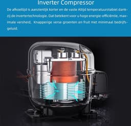 CHiQ FBM351NEI42 - Koel-vriescombinatie - 356 Liter - No Frost - Stil 35dB - Inverter Compressor - Digitaal LED Display - 12 Jaar Garantie op Compressor - D Energielabel — thumbnail 6