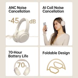 Koptelefoon- bluetooth- Actieve Ruisonderdrukking (ANC) & ENC Microfoon- 70 Uur Batterij- Comfortabele- Over-Ear — thumbnail 10