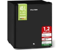 Stillstern - Mini-Koelkast - E - 45L - met Automatische Ontdooiing - Slot - Vriesvak - stil - ideaal voor keuken, kantoor, slaapkamer, hotels en kleine appartementen - Kleine koelkast - Minibar - Drankkoelkast