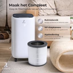 Zenvo Luxe Luchtreiniger met Wifi & App – HEPA 13 Filter – 360 m³/u – Tegen Allergie, Hooikoorts & Huisstofmijt – Air Purifier – Wit — thumbnail 9