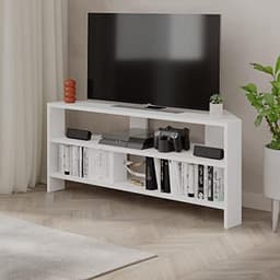 Moderne Hoek TV Kast voor Schermen tot 32 Inch – Compacte Laag Kast met Houten Bovenkant en IJzeren Poten – Perfect voor Kleine Woonkamers — thumbnail 7