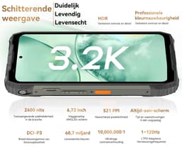 Blackview XPLORE 2 Projector - Robuuste Smartphone - 5G - 48GB RAM - 1TB ROM - 20000mAh - 120W snel opladen - 6.73 inch QHD+ AMOLED-scherm - Nachtzicht - Android 15 - Robuuste Telefoon - NFC - GPS - Zwart — thumbnail 11