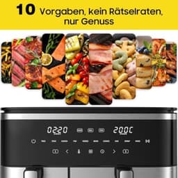 Dubbele lucht friteuse met touchscreen - 11 liter capaciteit - Airfryer - twee lades — thumbnail 7