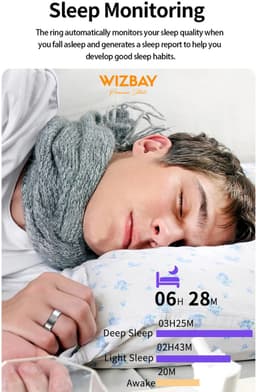 WizBay Premium Select® Aluminium Zilver Blush Smart Ring Dames Heren - Oplaad Case - Hypoallergeen - Hartslag & Slaap Monitor - IP68 Waterdicht - O2 Meting - Gesture Functie - Multiple Sport Modi - #11 — thumbnail 13