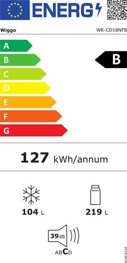 Wiggo WR‑CD18NFB(DX) – Koel‑Vriescombinatie – 323 L – No Frost – 2 Deuren – 39 dB – Energieklasse B – 5 Jaar Garantie – Donker Roestvrijstaal — thumbnail 2