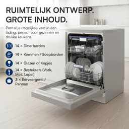 Heinner HDW-FSM60714AXD+++ Vrijstaand Vaatwasser – 14 Couverts – Digitaal Display – 7 Wasprogramma’s – Dual Zone – Automatische Deuropening – RVS – 5 Jaar Garantie — thumbnail 7