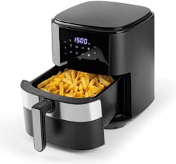 RVV® Airfryer xl - Airfryer xxl - Heteluchtfriteuse - 6,2 Liter - 8 programma's - roestvrij staal/zwart - 30cm x 39cm x 34cm — thumbnail 5