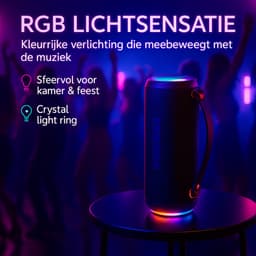 SyncGear Bluetooth Speaker 30W – Draagbare Draadloze Speaker met RGB Lichtshow - Muziekbox - Tot 20 uur - Geluidsbox - Zwart — thumbnail 7