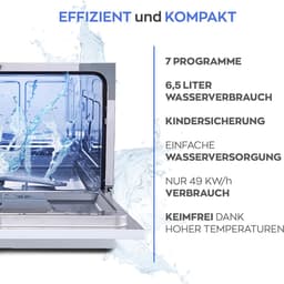 Heinrich's HTG 8840 mini vaatwasser - 7 programma's - gebruik slechts 6,5 liter per cyclus - wit — thumbnail 11