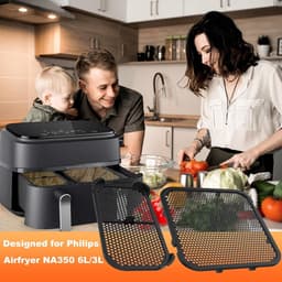 Cosensi - Siliconen spatbescherming accessoires voor Airfryer - 2 stuks in set - Geschikt voor Philips Airfryer 3000 Dual Basket NA350 en 5000 Series - Stoom Airfryer accessoires - Siliconenvorm spatbescherming — thumbnail 4