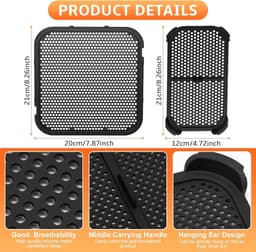 Cosensi - Siliconen spatbescherming accessoires voor Airfryer - 2 stuks in set - Geschikt voor Philips Airfryer 3000 Dual Basket NA350 en 5000 Series - Stoom Airfryer accessoires - Siliconenvorm spatbescherming — thumbnail 8