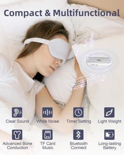 Slaapsprekers - Kussenluid sprekers - Bluetooth-luidspreker - Beengeleiding Muziek Slaaphoofdtelefoon - Onderkussen Bluetooth Speaker - Botgeleiding Technologie - Witte Ruis - Draadloos - Voor een betere nachtrust(Wit) — thumbnail 4
