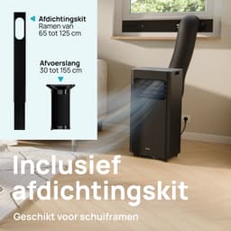 MOA Mobiele Airco - 7.000 BTU - 3-in-1 - Met Afstandbediening - Tot 22m² - Airconditioner met Ontvochtigingsfunctie - Raamafdichtingskit - Zwart — thumbnail 9