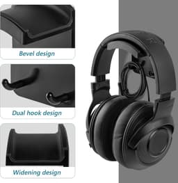 2 stuks Gaming Hoofdtelefoon Haakhouder, Wandmontage Headset Stand, Geschikt voor Bose, Sony, Sennheiser, AKG, JBL, Beats, Geschikt voor Thuis, Kantoor, Opnamestudio (zwart) — thumbnail 2