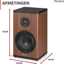 Draadloze speakers - Audizio BS20 speakerset - Luidspreker boxen met Bluetooth - Oplaadbare accu - Houtlook — thumbnail 8