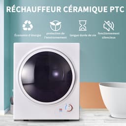 OKWISH Wasdroger Wandmontage – 2,5 Kg – Timer Tot 200 Min – Staal – Wit – Stil En Ruimtebesparend Drogen — thumbnail 4
