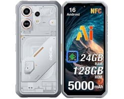 OSCAL MARINE 3 Robuuste Smartphone - 24GB RAM+256GB ROM - 5000mAh Robuuste Telefoon - 6,56 Inch - IP68 IP69K - Dual SIM 4G - Android 16 - BT5.0 - NFC GPS - Wit