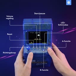Mini Arcade Machine met 240 Arcade Games - Coole LED Verlichting - Inklapbaar - Geen Internet Nodig - Retro Game Console - Gaming Spelcomputer - Reisspelletjes - Vakantie Speelgoed - Cadeau voor Jongens en Meisjes - Vanaf 6 Jaar - Blauw - Silvergear — thumbnail 5