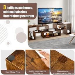 Modulaire TV Kast Uitschuifbaar – 3 Delig Lowboard voor TV's tot 65 Inch — thumbnail 6