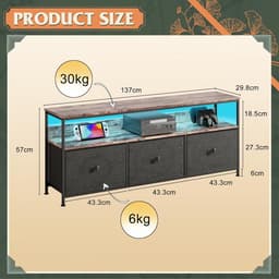 Stijlvol TV-meubel met LED-verlichting en 3 Opbergvakken voor 55 Inch Televisie — thumbnail 3