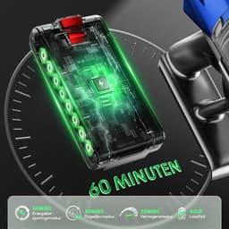 Fukstern Steelstofzuiger Draadloos – 75KPa Krachtige Zuigkracht – Tot 60 Min Accuduur – 3 Zuigstanden - Anti-Klit Vloerborstel – 7-voudig HEPA-Filtersysteem – 2L Stofreservoir – Groen Licht & Hygiënische Reiniging – blauw — thumbnail 3