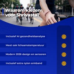 Shrivasta Activity Tracker Plus | armband met AI-Gezondheidsanalyse & Lichaamstemperatuur meting | Dames & Heren | Roze | Hartslag | SpO₂ | Slaapmonitor | Stress | Menstruatiecyclus | Inclusief 2 Armbanden (siliconen & Nylon) – Waterdicht — thumbnail 9