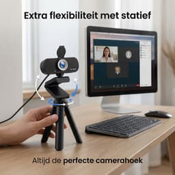 SyncGear Webcam met Microfoon – Full HD 1080p – Inclusief Statief & Cover – Autofocus – Plug & Play USB – Voor Laptop & PC – Streaming Camera – Zoom / Teams / Thuiswerken – Usb Webcam – Computer Camera — thumbnail 4