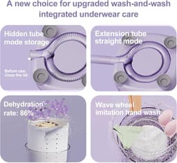 Draagbare wasmachine, ultrasone wasmachine voor lingerie, kleine wasmachine, compact ontwerp, geschikt voor het wassen van bh's, sokken en kleine kledingstukken, ideaal voor thuis, op reis en buitenactiviteiten (wit). — thumbnail 6