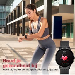 Golden Sound AMOLED Smartwatch Dames - Horloge dames - Stappenteller - Slaapmonitor - Saturatiemeter - 42mm - 4 bandjes - Zwart — thumbnail 6