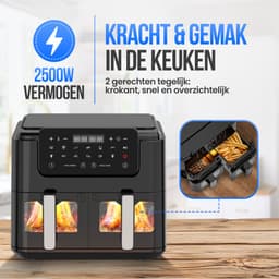 Strex Airfryer XXL - 10L - 2500W - Heteluchtfriteuse - Dubbele Airfryer - 50ºC tot 200ºC - 10 Kookprogramma's - Zwart — thumbnail 5