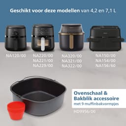 Philips Ovenschaal & Bakblik Airfryer Accessoire - HD9956/00 - Geschikt voor Philips - Bakset met 9 muffinvormen — thumbnail 4