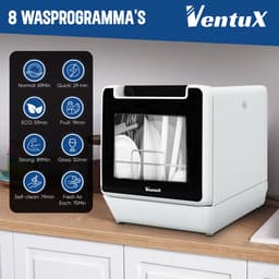 Ventux® Mini Vaatwasser Incl. App – 8 Programma’s – 2-4 couverts - Vaatwasser Vrijstaand Voor Camping - 900 Watt Afwasmachine – 42,5 x 42,8 x 45,8 cm - Wit — thumbnail 6