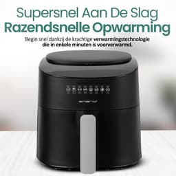 Emerio Airfryer XL 1300W - 4,5 Liter Heteluchtfriteuse - Regelbare thermostaat 40ºC tot 220ºC - 8 Kookprogramma's - AF-129369 Zwart — thumbnail 6
