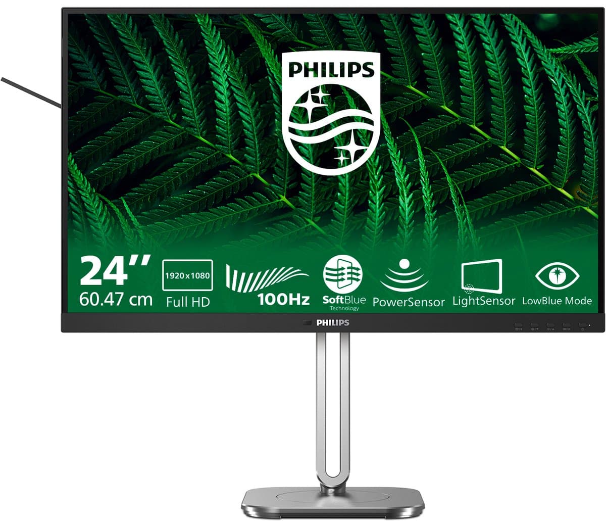 Philips 24B2G5200 - Duurzame Ergonomische 24 Inch Eco Monitor – Full HD IPS – 100Hz – Verstelbaar – 5 Jaar Garantie — afbeelding 1