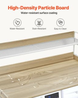 Werkblad voor Wasmachine En Droger met 2-Traps Plank, 137,2 X 68,6 cm Houten Werkblad voor Wasmachine En Droger met Antislipkussentjes, Waterafstotende Wastafel voor EfficiëNt — thumbnail 8