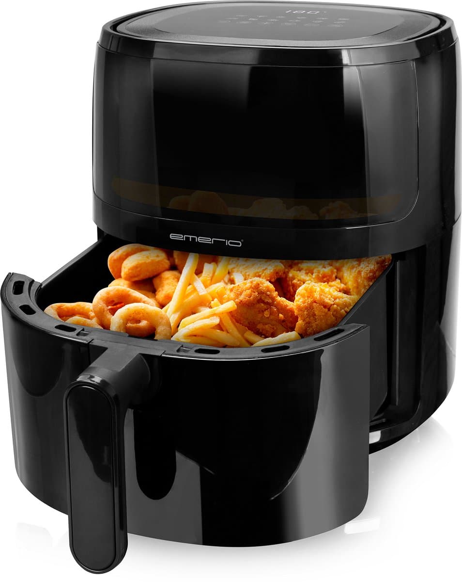 Emerio Airfryer XL - 5 Liter Heteluchtfriteuse - Regelbare thermostaat 80ºC tot 200ºC - 12 Kookprogramma's - Digitaal display - Timer functie - Kijkvenster - Cool touch - AF-129329.3 Zwart — afbeelding 1