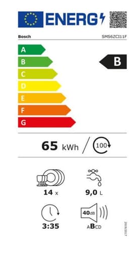 BOSCH SMS6ZCI11F SER6 vrijstaande vaatwasser - 14 couverts - Inductie - L60 cm - 40 dB - Klasse B - RVS — thumbnail 9
